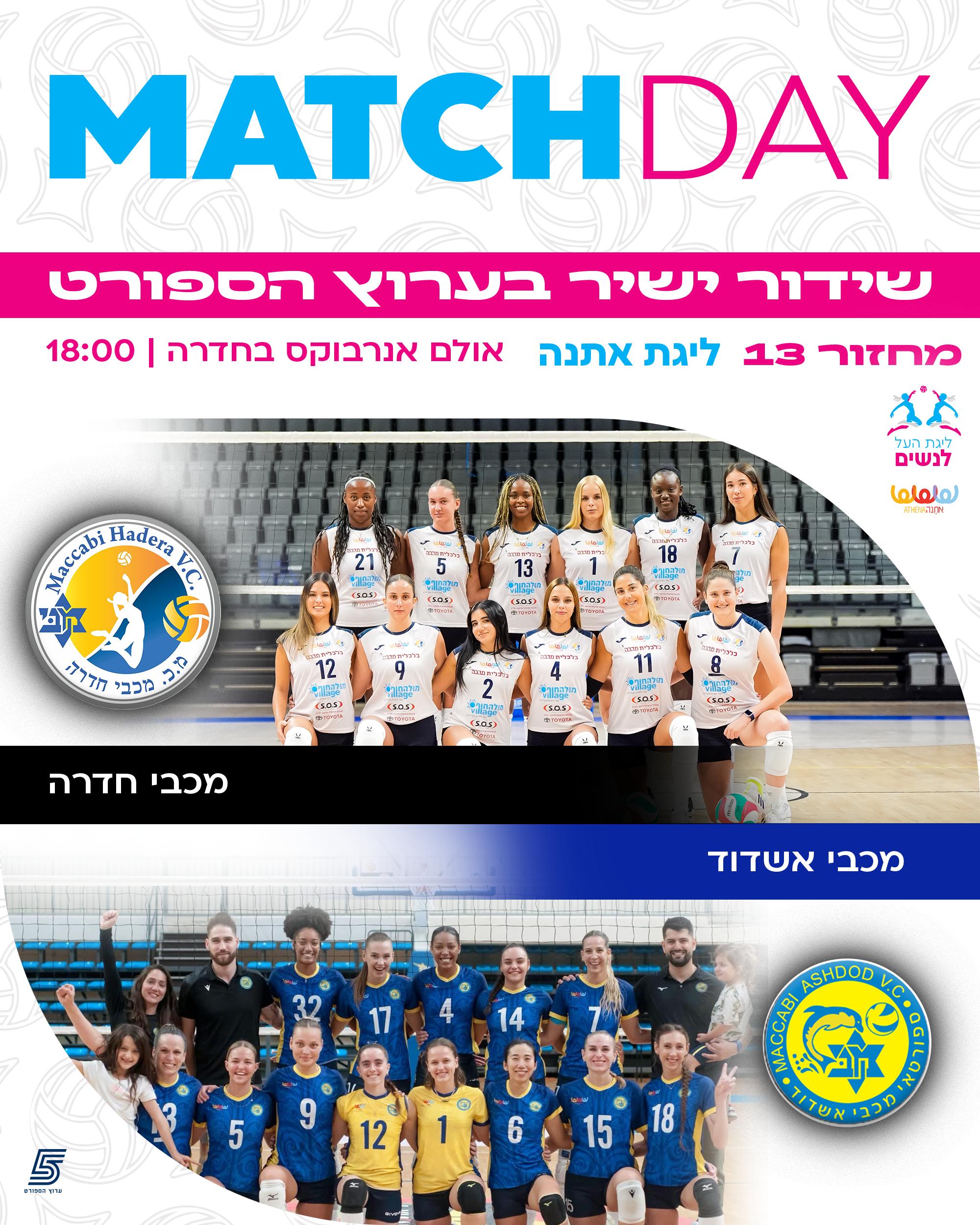 היום! שידור ישיר בערוץ הספורט, בשעה 18:00- מכבי חדרה מארחת את מכבי אשדוד