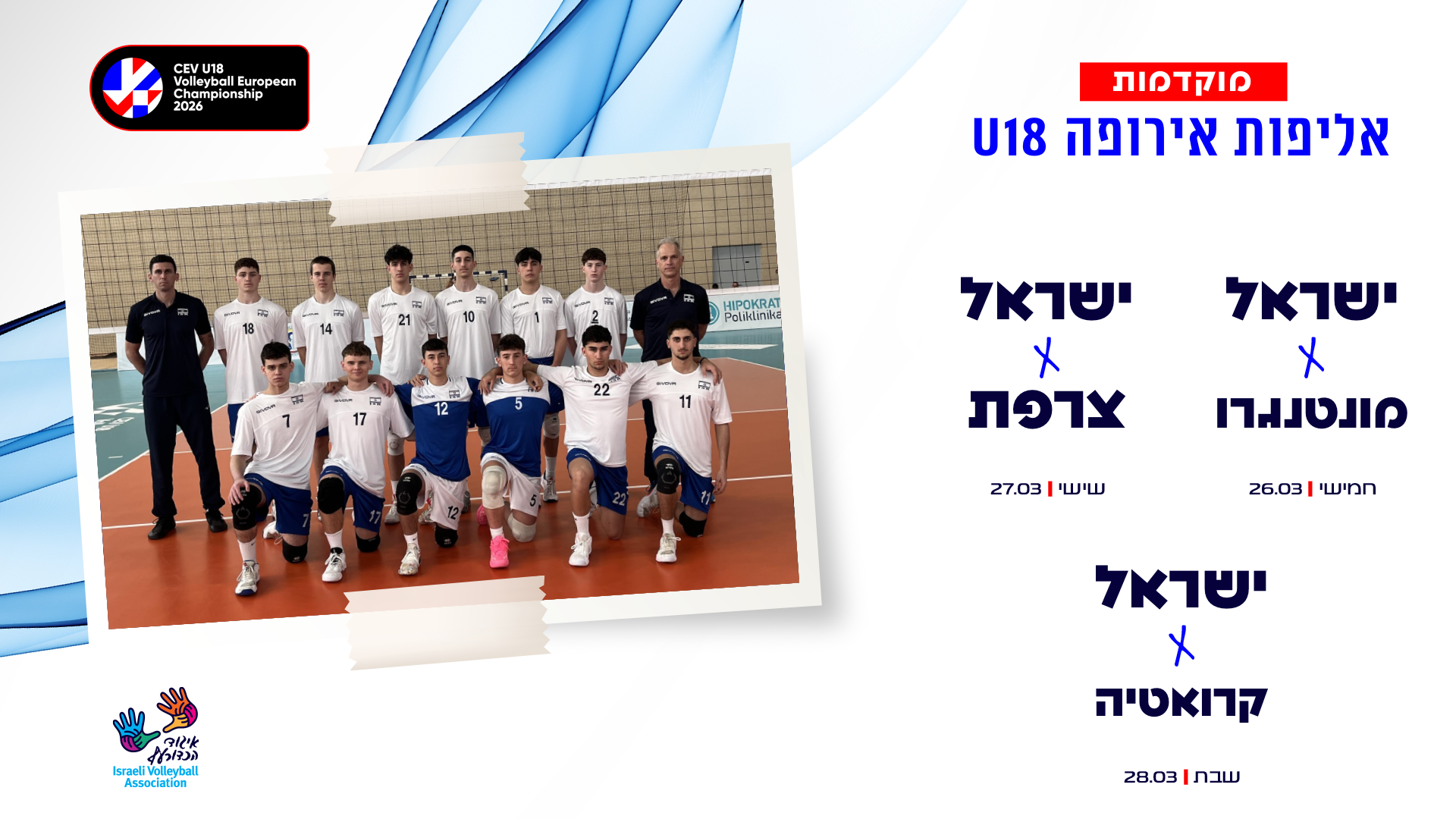 מוקדמות אליפות אירופה עד גיל 18:נבחרת ישראל פותחת הערב את השלב השני במונטנגרו